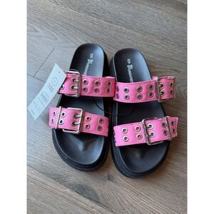 No Boundaries Womens Size 6 Pink Grommet Buckle Platform Slide Sandals NWT